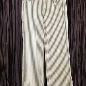 NYDJ Cream Pants with Navy Pinstripes